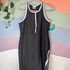 Athletic Black and White Zip-Front Sage Collective Dress 🖤 NWT
